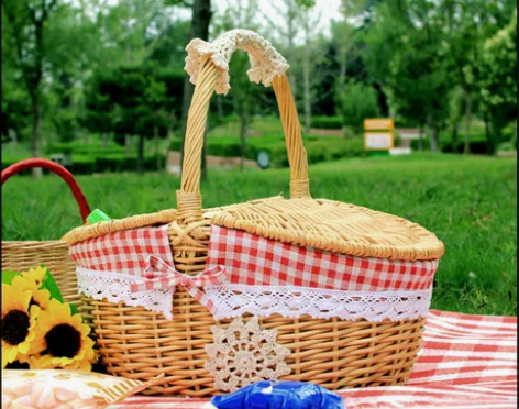 野餐篮子户外野炊篮藤编篮子竹编手提篮水果篮...