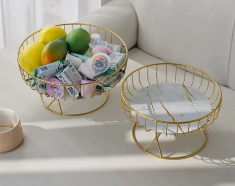 【商场撤柜】北欧风铁艺水果篮客厅果盘家用简...