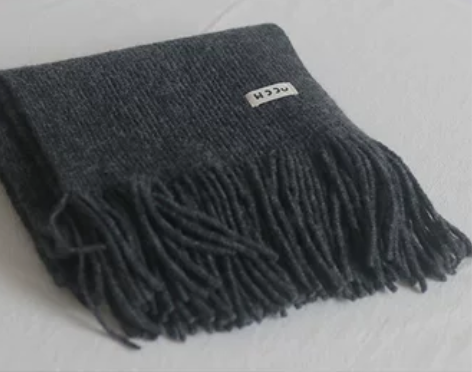 显白气质湖绿色流苏纯色围巾冬季保暖围脖防风...