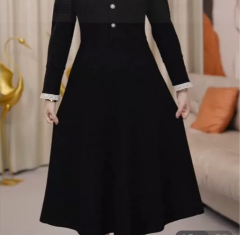 女装长袖连衣裙显瘦气质长裙黑色法式收腰秋冬...