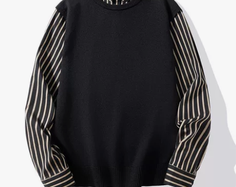 森马集团品牌GLM假两件衬衫领针织衫男士秋...