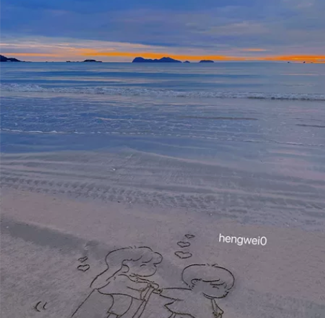 美丽的海边沙滩代写各种 生日祝福 表白 跨...