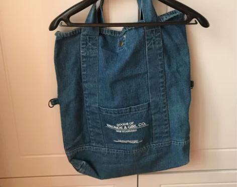 日系复古感牛仔帆布包 外贸 44x38 手...