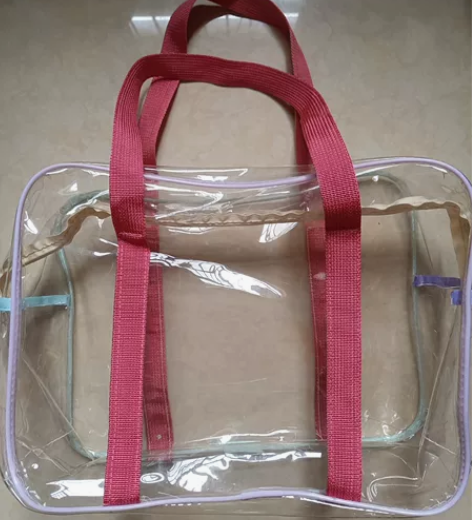 韩国夏季奶油色大容量PVC游泳透明防水沙滩...