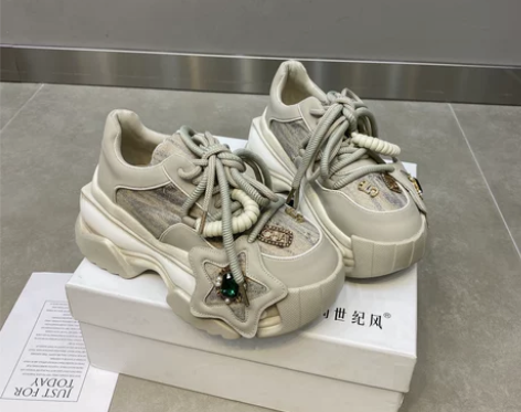 热门爆款星星老爹鞋时尚百搭真皮帆布女鞋20...