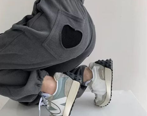 爱心运动裤女原宿风束脚裤宽松百搭潮流休闲裤...