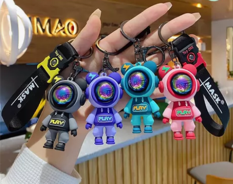 网红钥匙扣爆款卡通宇航员闪电熊钥匙链情路小...