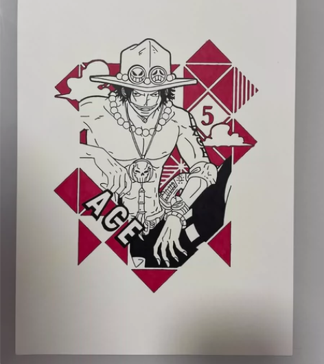 手绘动漫人物 航海王 火神艾斯 单出55 ...