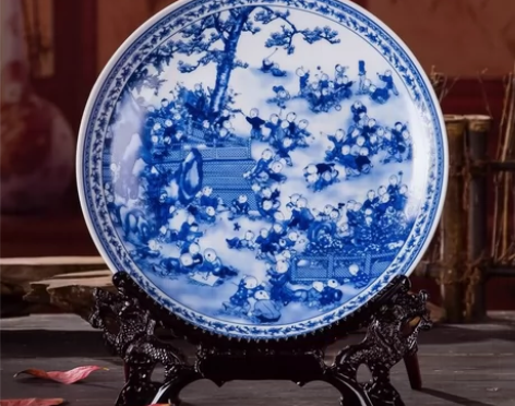 特价景德镇青花百子图摆盘瓷盘摆件看盘装饰盘...