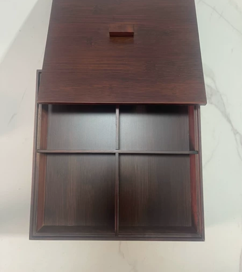 全新高山楠竹四宫格干果盘客厅简约现代果盒新...