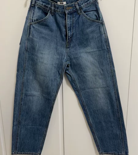 优衣库U系列设计师款男装宽腿窄口水洗牛仔裤...