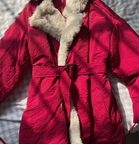 法式洋气獭兔毛中长款加厚棉服。 图1苹果原...