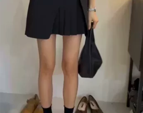 韩系简约高腰百褶学院风半身裙女夏季2022...