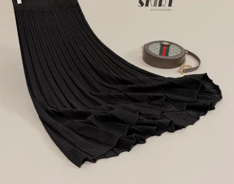 针织百褶裙羊毛长裙秋冬新款高腰显瘦a字裙大...