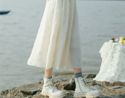 白漉中长款玫瑰压花欧根纱半身裙女2022秋...