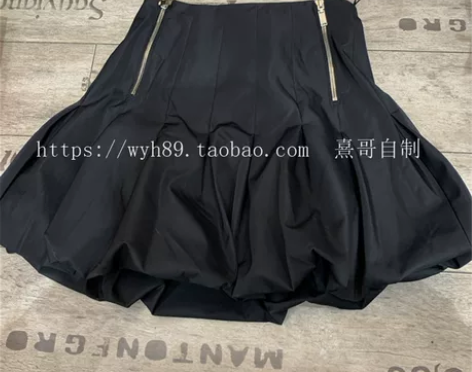 超火网红黑色花苞短裙蓬蓬裙女2020个性双...