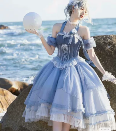 藏海雾蓝色长款上l下m出  八九成新 有四...