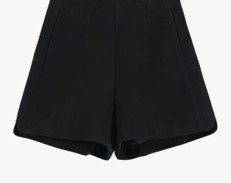 黑色毛呢短裤女秋冬季外穿2023新款高腰显...