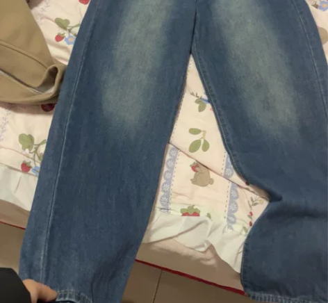 梨形身材大码高腰显瘦阔腿牛仔裤女秋冬胖mm...