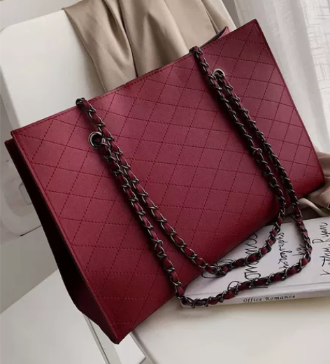 菱格质感托特大包包女2023新款潮大容量时...