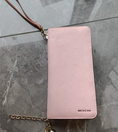 闲置正品女士钱包长款手机包新款牛皮拉链真皮...