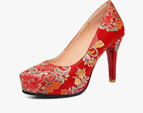 单鞋红色婚鞋女中式高跟鞋新娘鞋防水台…结婚...