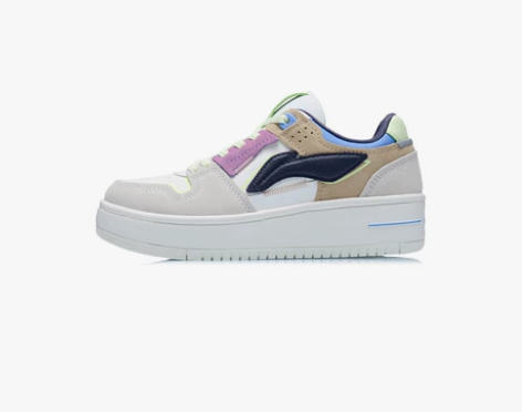 李宁板鞋女鞋秋冬季新款天际板鞋厚底增高小白...