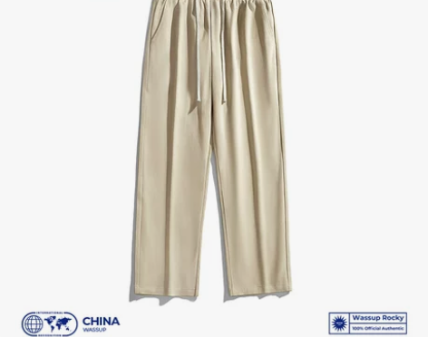 WASSUP纯棉休闲裤子日系纯色运动裤宽松...