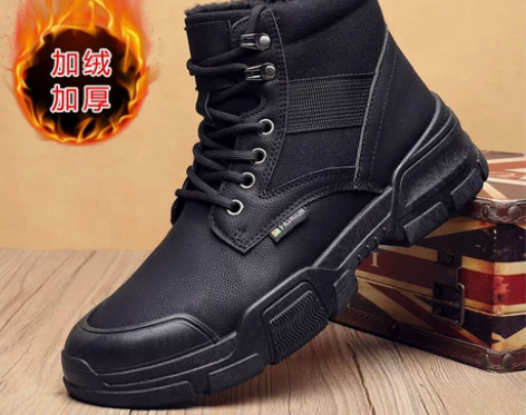 秋冬季男鞋子高帮马丁靴男士军靴工装靴雪地男...