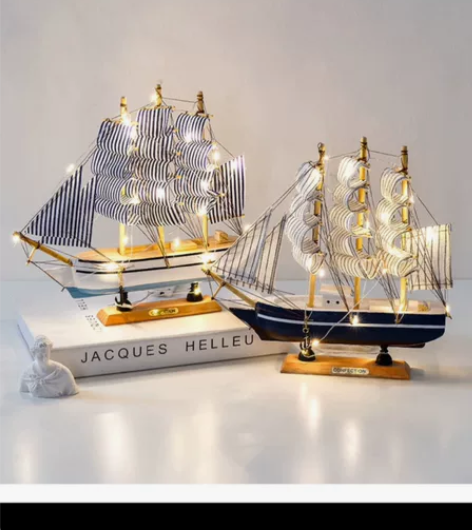 一帆风顺帆船模型创意摆件客厅房间酒柜装饰品...