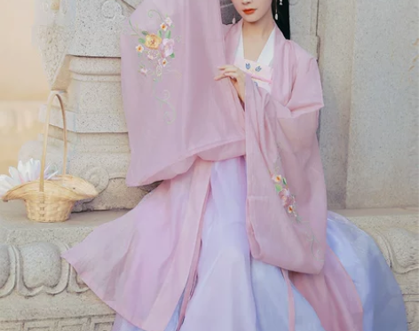 ?对襟刺绣大袖衫日常春夏 送白色打底宋裤（...