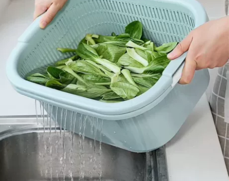 双层塑料洗菜盆大号菜篮子洗菜篮洗水果水果盆...