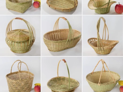 处理几十个 竹编手提篮菜篮子带提手点心篮竹...