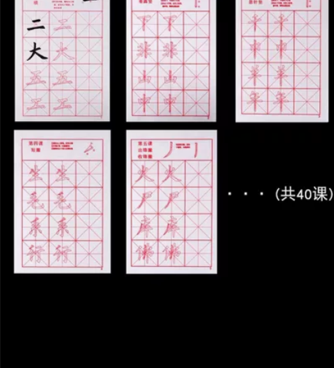 毛笔初学者套装  字帖+4支毛笔+笔架 买...