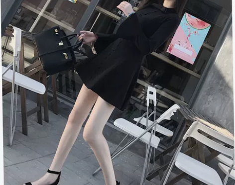 法式复古喇叭袖长袖连衣裙女秋冬新款韩版高腰...