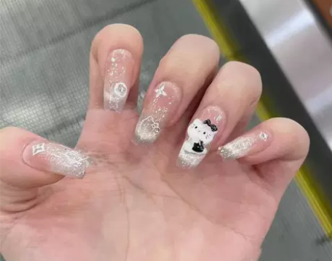 纯手工美甲穿戴甲凯蒂猫猫眼KT可爱网红秋冬...