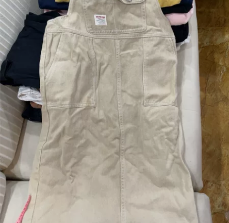 卡其背带裙 长102 上宽30下宽50 #...