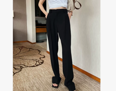 猫镜2023主推裤型狠显瘦高腰垂感免打理黑...