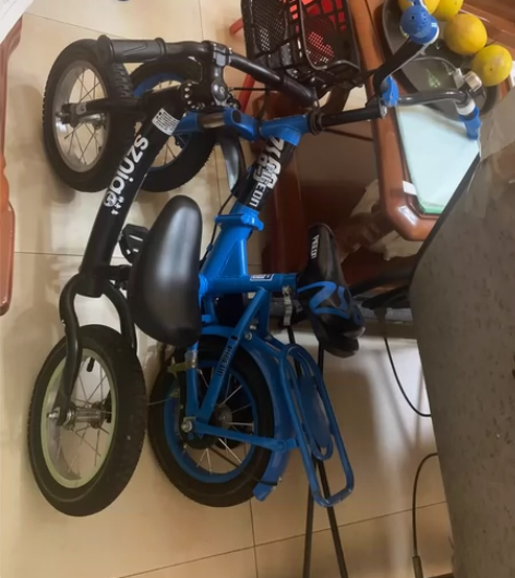 飞鸽儿童折叠自行车12寸天空蓝+后座+减震...