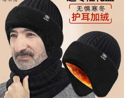 帽子男冬季中老年保暖护耳毛线帽爸爸爷爷加绒...