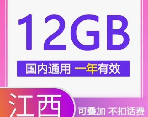 江西电信流量充值12G12个月有效 可提速...