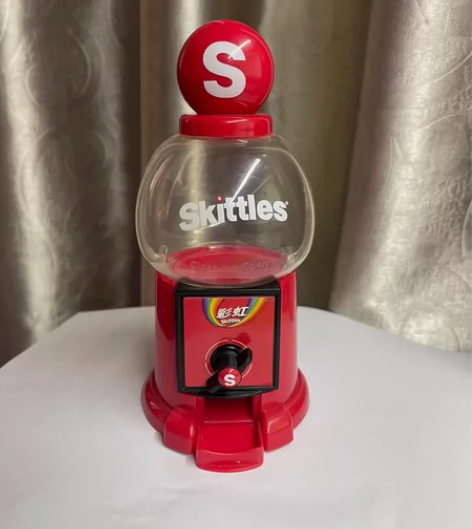 skittles彩虹糖糖果罐子机器摆件扭糖...