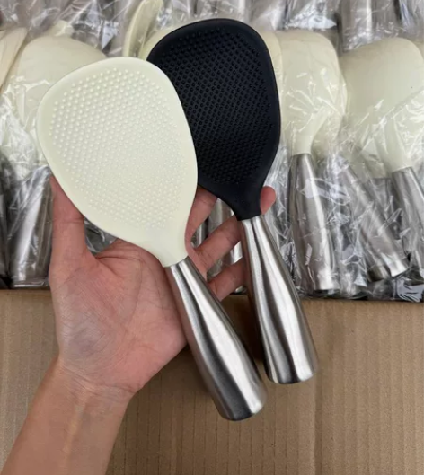 【防粘硅胶饭铲】304不锈钢可立式不粘米饭...