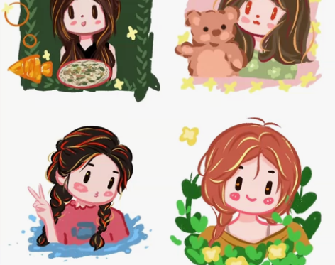 Q版手绘蜡笔头像 可1小时出图（加急） 按...