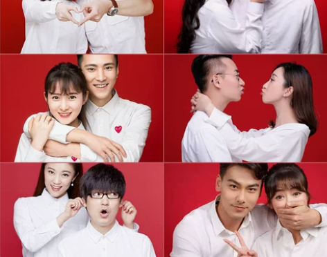 拍结婚登记照白衬衫男女长袖可刺绣名字衬衣定...