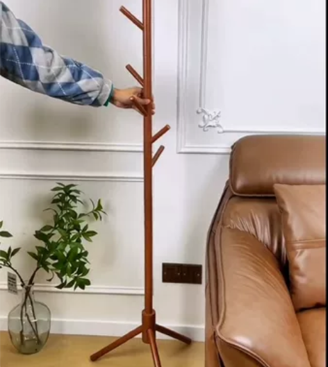 实木衣帽架落地卧室挂衣架现代简约衣架子客厅...