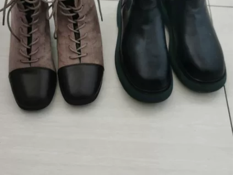 全新37码女款靴子，鹿皮绒是加绒的，黑色款...