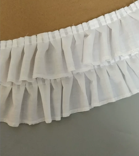 白色布艺加宽复古打皱花边 宽约6.5厘米，...