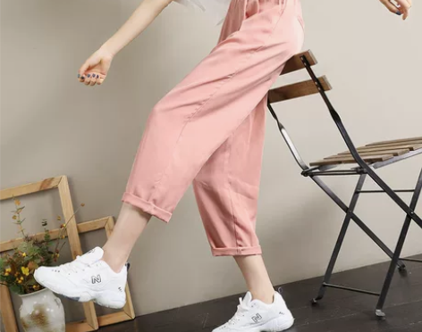 冰丝阔腿裤女高腰垂感宽松夏季新款百搭显瘦雪...