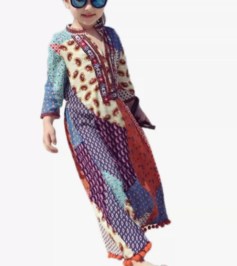 女童民族风长裙海边度假连衣裙 在海南穿了一...